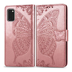 Funda de Cuero Cartera con Soporte Mariposa Carcasa para Samsung Galaxy A41 Rosa