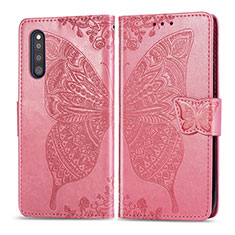 Funda de Cuero Cartera con Soporte Mariposa Carcasa para Samsung Galaxy A41 SC-41A Rosa Roja
