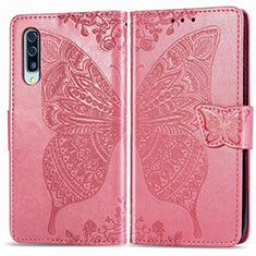 Funda de Cuero Cartera con Soporte Mariposa Carcasa para Samsung Galaxy A50 Rosa Roja