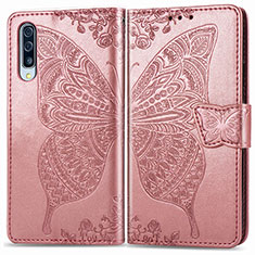 Funda de Cuero Cartera con Soporte Mariposa Carcasa para Samsung Galaxy A50S Rosa