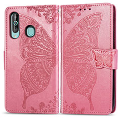 Funda de Cuero Cartera con Soporte Mariposa Carcasa para Samsung Galaxy A60 Rosa Roja