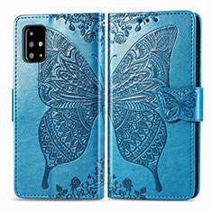 Funda de Cuero Cartera con Soporte Mariposa Carcasa para Samsung Galaxy A71 4G A715 Azul