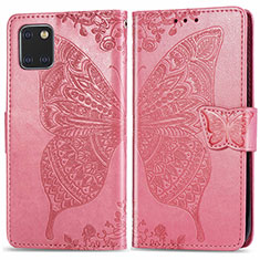 Funda de Cuero Cartera con Soporte Mariposa Carcasa para Samsung Galaxy A81 Rosa Roja