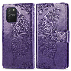 Funda de Cuero Cartera con Soporte Mariposa Carcasa para Samsung Galaxy A91 Morado