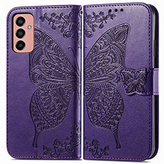 Funda de Cuero Cartera con Soporte Mariposa Carcasa para Samsung Galaxy F13 4G Morado