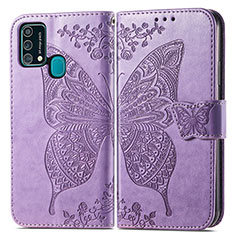 Funda de Cuero Cartera con Soporte Mariposa Carcasa para Samsung Galaxy F41 Purpura Claro