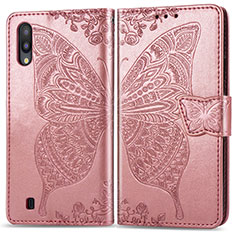 Funda de Cuero Cartera con Soporte Mariposa Carcasa para Samsung Galaxy M10 Rosa