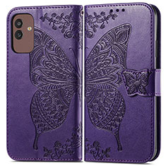 Funda de Cuero Cartera con Soporte Mariposa Carcasa para Samsung Galaxy M13 5G Morado