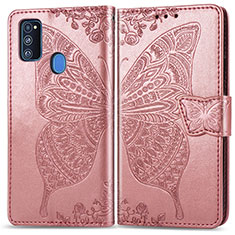 Funda de Cuero Cartera con Soporte Mariposa Carcasa para Samsung Galaxy M21 Rosa
