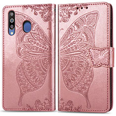 Funda de Cuero Cartera con Soporte Mariposa Carcasa para Samsung Galaxy M30 Rosa