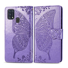 Funda de Cuero Cartera con Soporte Mariposa Carcasa para Samsung Galaxy M31 Purpura Claro