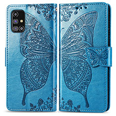 Funda de Cuero Cartera con Soporte Mariposa Carcasa para Samsung Galaxy M31s Azul