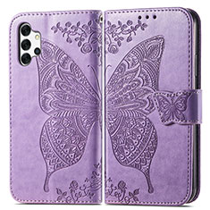 Funda de Cuero Cartera con Soporte Mariposa Carcasa para Samsung Galaxy M32 5G Purpura Claro