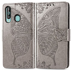 Funda de Cuero Cartera con Soporte Mariposa Carcasa para Samsung Galaxy M40 Gris