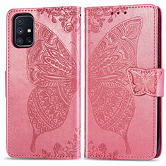Funda de Cuero Cartera con Soporte Mariposa Carcasa para Samsung Galaxy M51 Rosa Roja