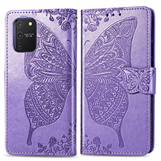 Funda de Cuero Cartera con Soporte Mariposa Carcasa para Samsung Galaxy M80S Purpura Claro