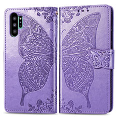 Funda de Cuero Cartera con Soporte Mariposa Carcasa para Samsung Galaxy Note 10 Plus 5G Purpura Claro