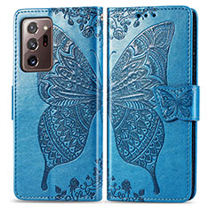 Funda de Cuero Cartera con Soporte Mariposa Carcasa para Samsung Galaxy Note 20 Ultra 5G Azul