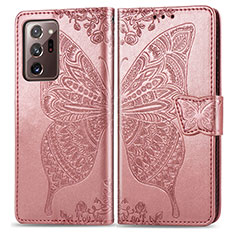 Funda de Cuero Cartera con Soporte Mariposa Carcasa para Samsung Galaxy Note 20 Ultra 5G Rosa