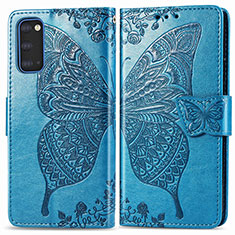 Funda de Cuero Cartera con Soporte Mariposa Carcasa para Samsung Galaxy S20 5G Azul