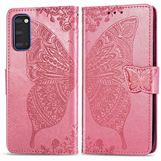 Funda de Cuero Cartera con Soporte Mariposa Carcasa para Samsung Galaxy S20 5G Rosa Roja