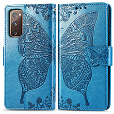 Funda de Cuero Cartera con Soporte Mariposa Carcasa para Samsung Galaxy S20 FE 5G Azul