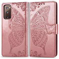 Funda de Cuero Cartera con Soporte Mariposa Carcasa para Samsung Galaxy S20 FE 5G Rosa