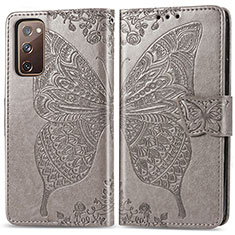 Funda de Cuero Cartera con Soporte Mariposa Carcasa para Samsung Galaxy S20 Lite 5G Gris