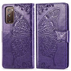 Funda de Cuero Cartera con Soporte Mariposa Carcasa para Samsung Galaxy S20 Lite 5G Morado