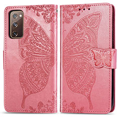 Funda de Cuero Cartera con Soporte Mariposa Carcasa para Samsung Galaxy S20 Lite 5G Rosa Roja