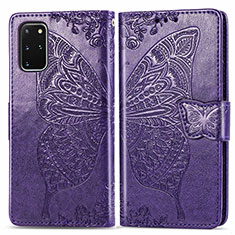 Funda de Cuero Cartera con Soporte Mariposa Carcasa para Samsung Galaxy S20 Plus 5G Morado