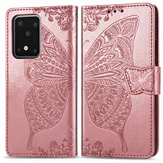 Funda de Cuero Cartera con Soporte Mariposa Carcasa para Samsung Galaxy S20 Ultra 5G Rosa