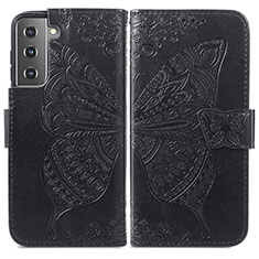 Funda de Cuero Cartera con Soporte Mariposa Carcasa para Samsung Galaxy S21 5G Negro