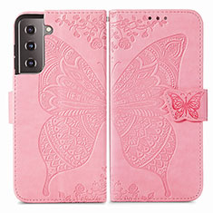 Funda de Cuero Cartera con Soporte Mariposa Carcasa para Samsung Galaxy S24 Plus 5G Rosa Roja