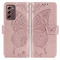 Funda de Cuero Cartera con Soporte Mariposa Carcasa para Samsung Galaxy Z Fold2 5G Rosa