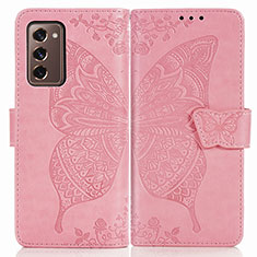 Funda de Cuero Cartera con Soporte Mariposa Carcasa para Samsung Galaxy Z Fold2 5G Rosa Roja