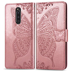 Funda de Cuero Cartera con Soporte Mariposa Carcasa para Sony Xperia 1 Rosa