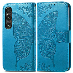Funda de Cuero Cartera con Soporte Mariposa Carcasa para Sony Xperia 1 V Azul