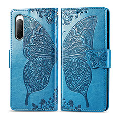 Funda de Cuero Cartera con Soporte Mariposa Carcasa para Sony Xperia 10 II Azul