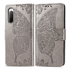 Funda de Cuero Cartera con Soporte Mariposa Carcasa para Sony Xperia 10 II Gris