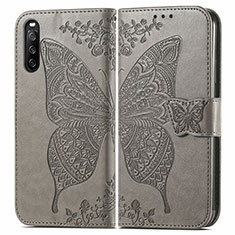 Funda de Cuero Cartera con Soporte Mariposa Carcasa para Sony Xperia 10 III Lite Gris