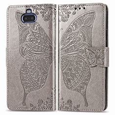 Funda de Cuero Cartera con Soporte Mariposa Carcasa para Sony Xperia 8 Lite Gris