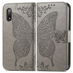 Funda de Cuero Cartera con Soporte Mariposa Carcasa para Sony Xperia Ace II Gris