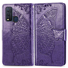 Funda de Cuero Cartera con Soporte Mariposa Carcasa para Vivo Y50 Morado