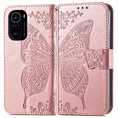 Funda de Cuero Cartera con Soporte Mariposa Carcasa para Xiaomi Mi 11i 5G Rosa