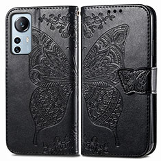 Funda de Cuero Cartera con Soporte Mariposa Carcasa para Xiaomi Mi 12 5G Negro