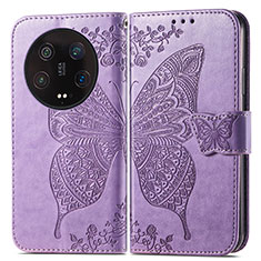 Funda de Cuero Cartera con Soporte Mariposa Carcasa para Xiaomi Mi 13 Ultra 5G Purpura Claro