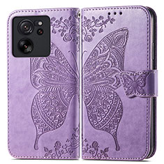 Funda de Cuero Cartera con Soporte Mariposa Carcasa para Xiaomi Mi 13T 5G Purpura Claro