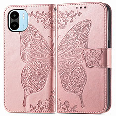 Funda de Cuero Cartera con Soporte Mariposa Carcasa para Xiaomi Poco C50 Rosa