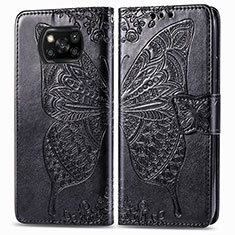 Funda de Cuero Cartera con Soporte Mariposa Carcasa para Xiaomi Poco X3 Pro Negro